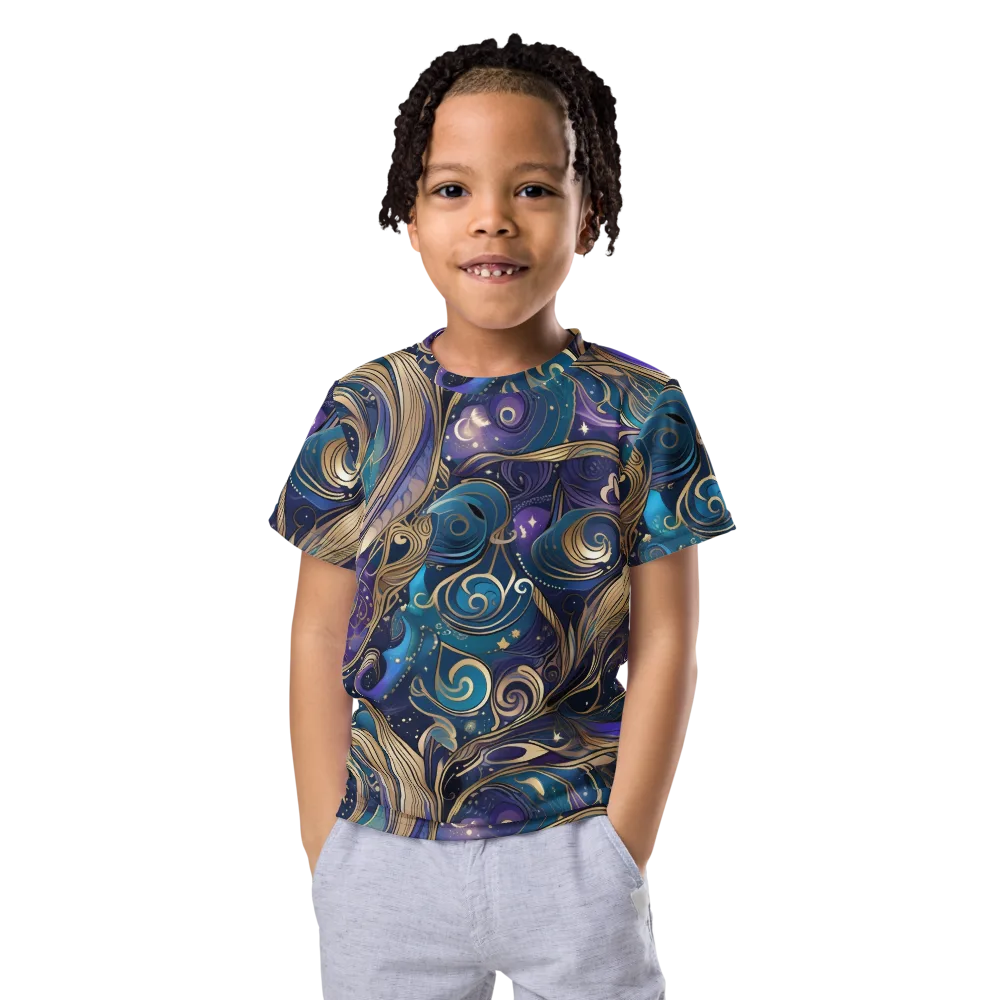 Moonlit Filigree on Kids Crew Neck T-Shirt — Front