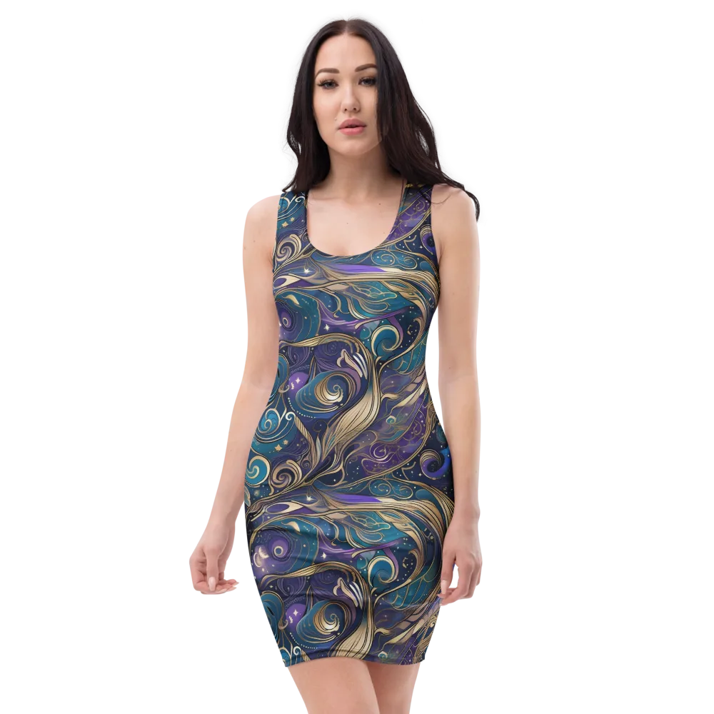 Moonlit Filigree on Bodycon Dress — Front