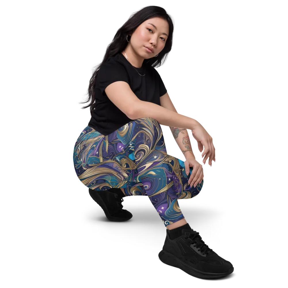 Moonlit Filigree on Leggings with Pockets — Right Front