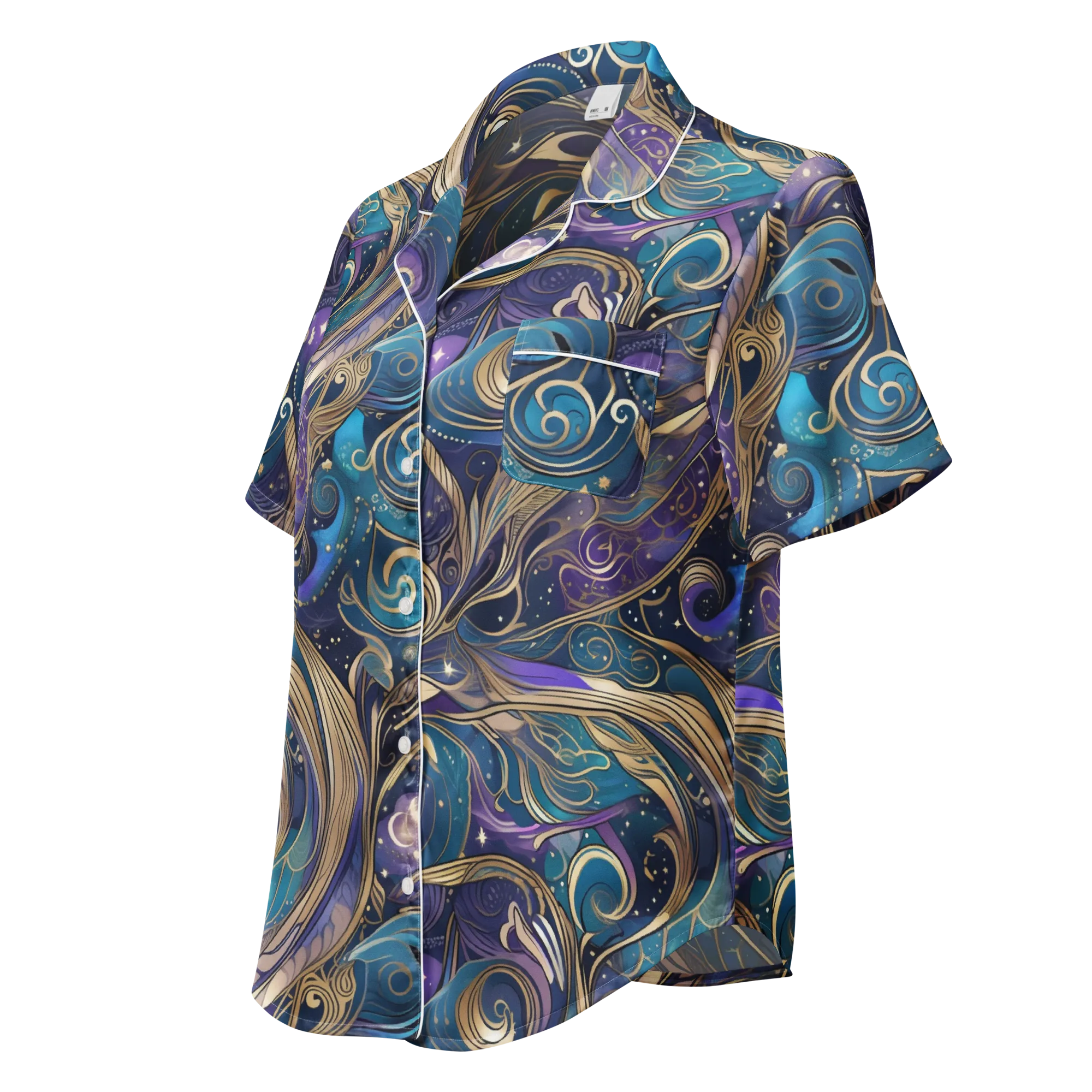 Moonlit Filigree on Women's Short Sleeve Pajama Top — Left Front