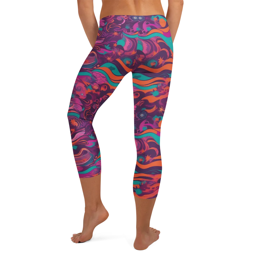 Ember And Turquoise on Capri Leggings — Back
