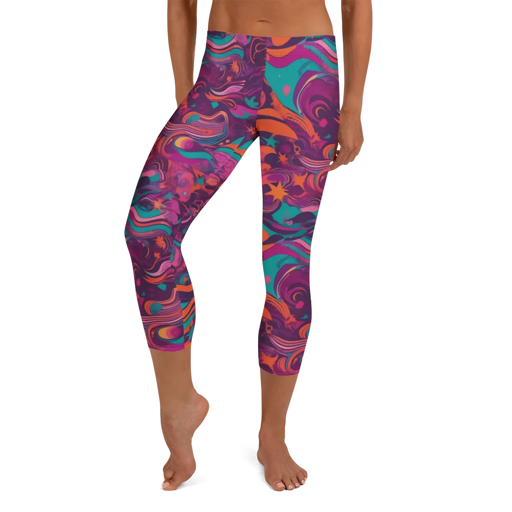 Ember And Turquoise on Capri Leggings — Front