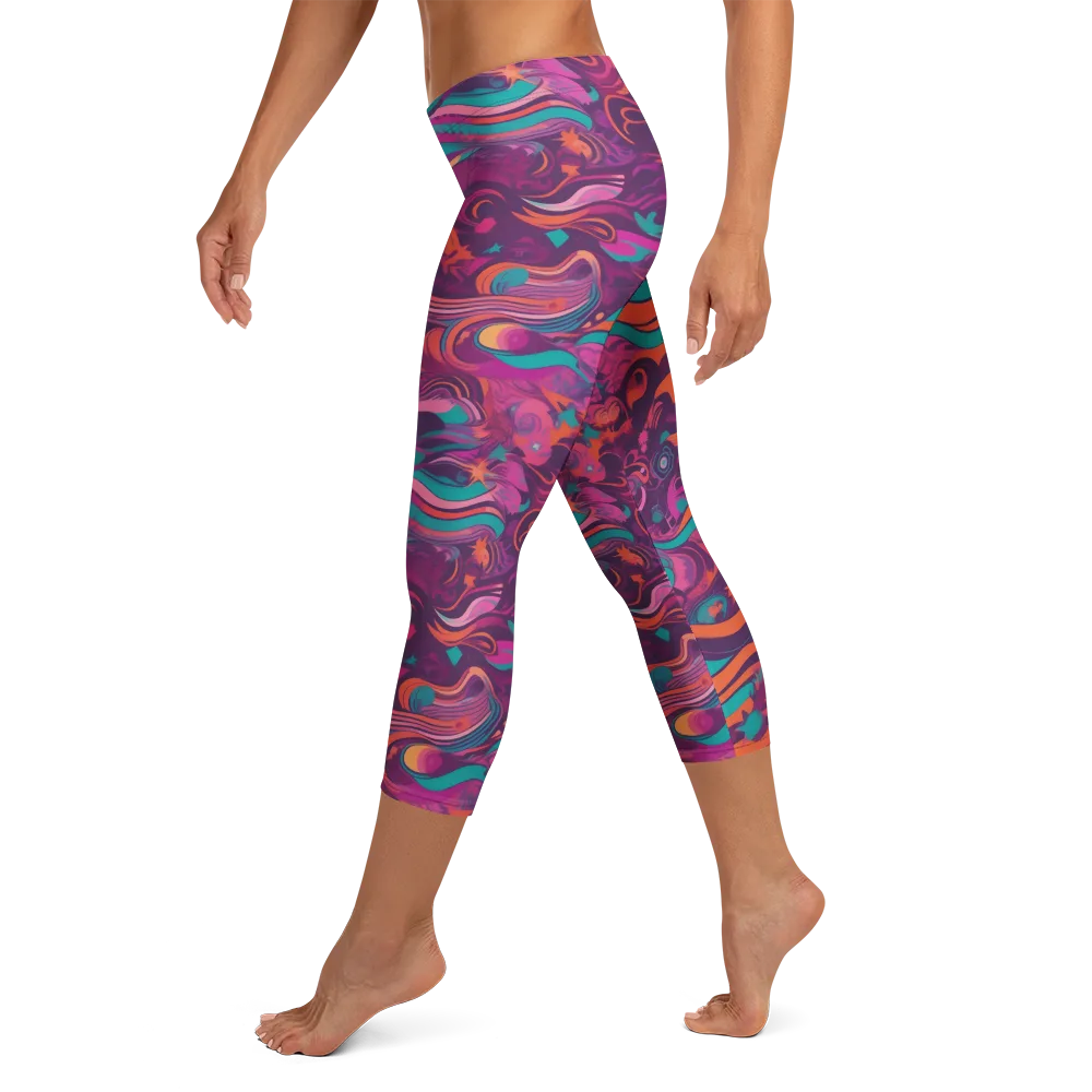 Ember And Turquoise on Capri Leggings — Left
