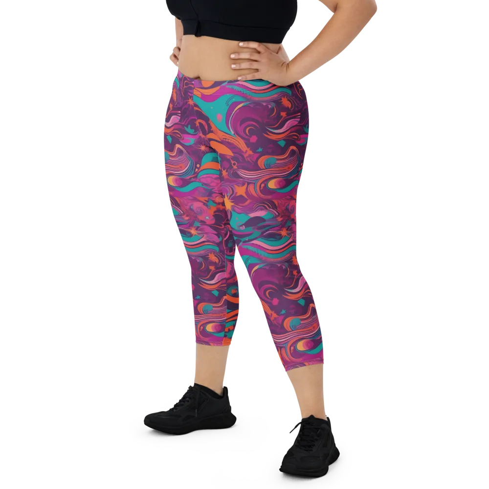 Ember And Turquoise on Capri Leggings — Front