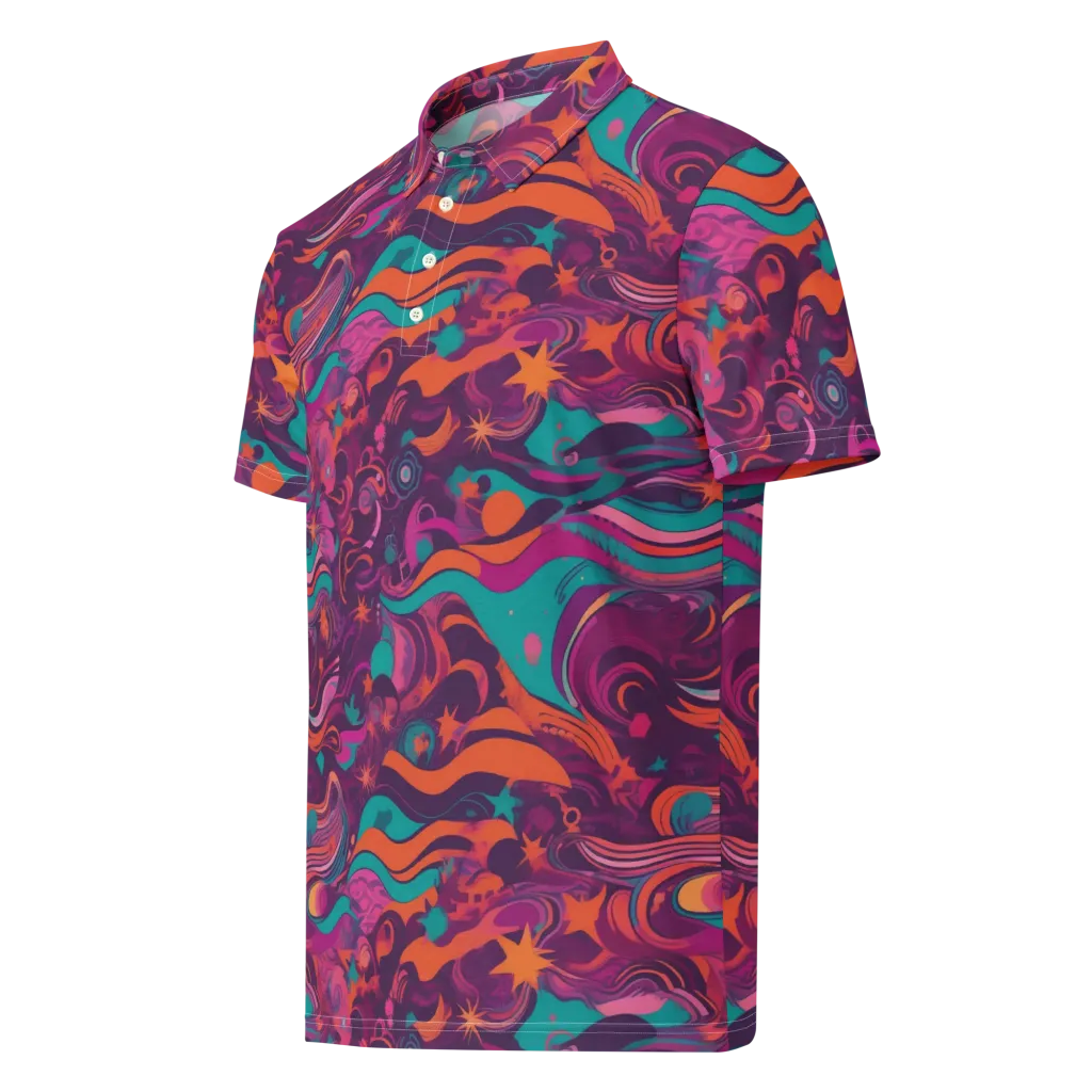 Ember And Turquoise on Men's Slim Fit Polo Shirt — Left Front