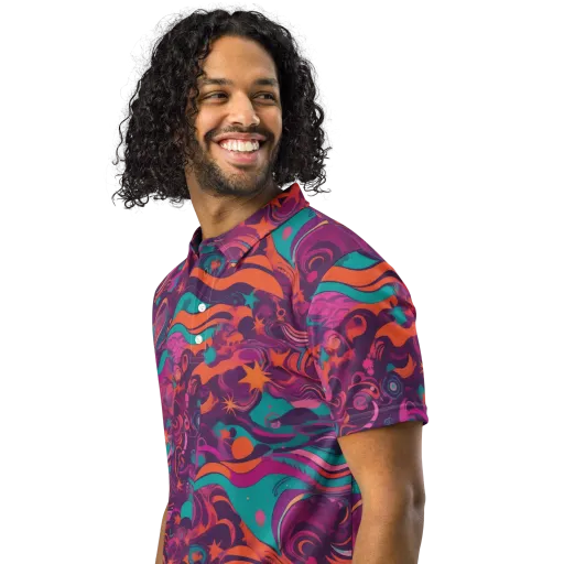 Ember And Turquoise on a Men's Slim Fit Polo Shirt