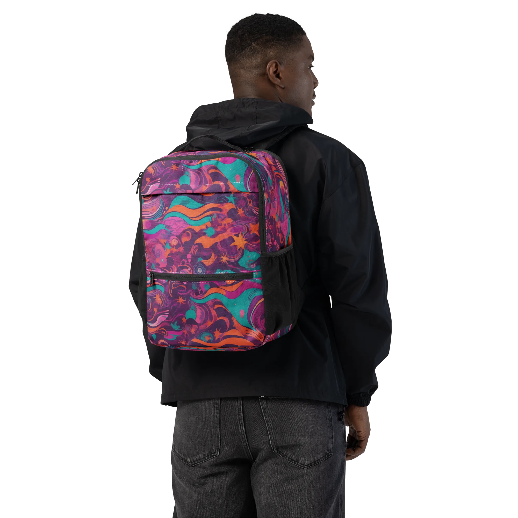 Ember And Turquoise on Utility Backpack — Back