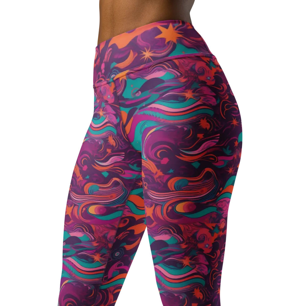 Ember And Turquoise on Yoga Leggings — Left Front