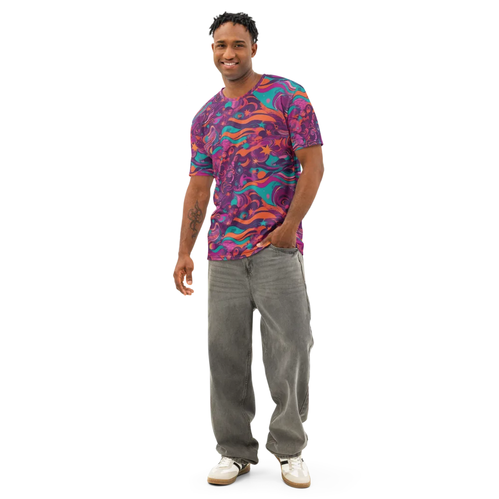 Ember And Turquoise on Men's Cotton Crew Neck T-Shirt — Front