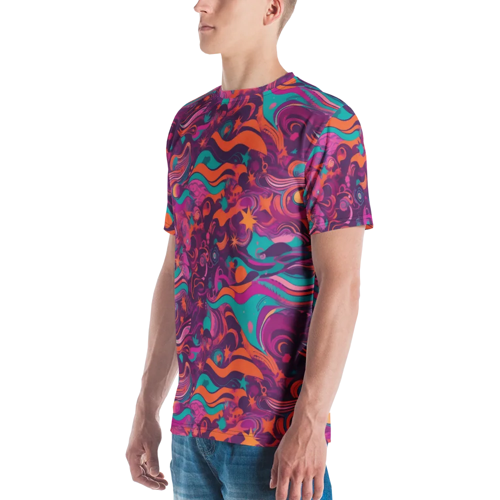 Ember And Turquoise on Men's Crew Neck T-Shirt — Left
