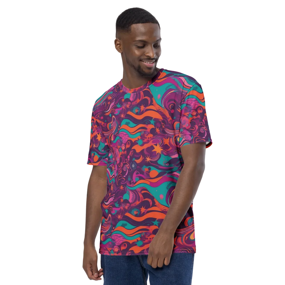 Ember And Turquoise on Men's Crew Neck T-Shirt — Left