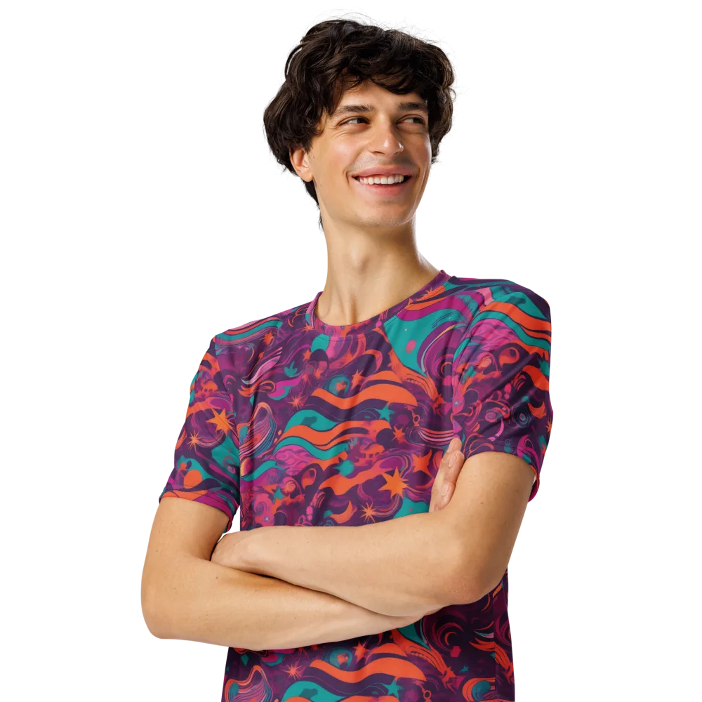 Ember And Turquoise on Men's Crew Neck T-Shirt — Left Front