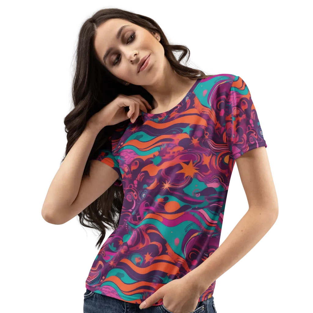 Ember And Turquoise on Women's Crew Neck T-Shirt — Left Front