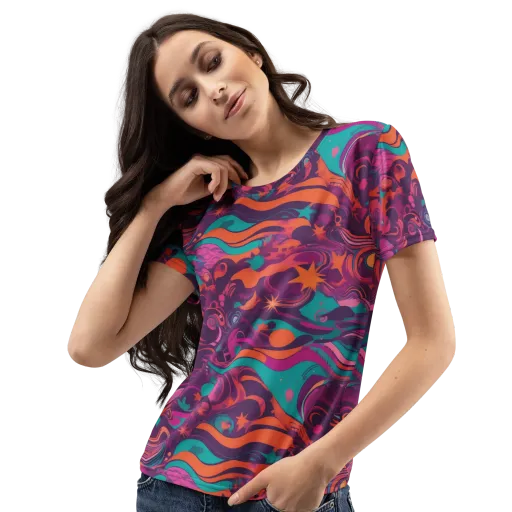 Ember And Turquoise on a Women's Crew Neck T-Shirt