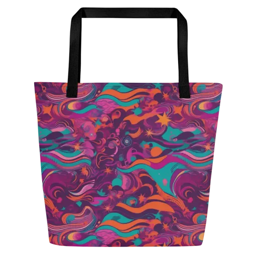 Ember And Turquoise on a Large Tote Bag W/ Pocket