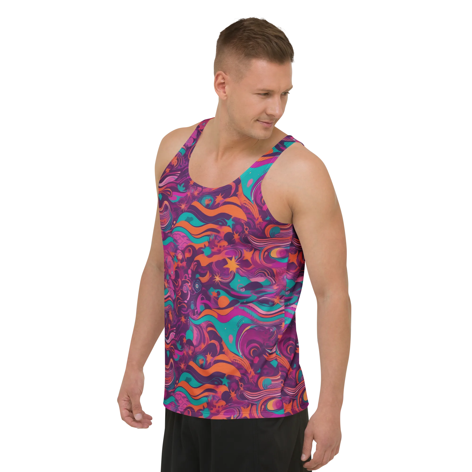 Ember And Turquoise on Men's Tank Top — Left Front