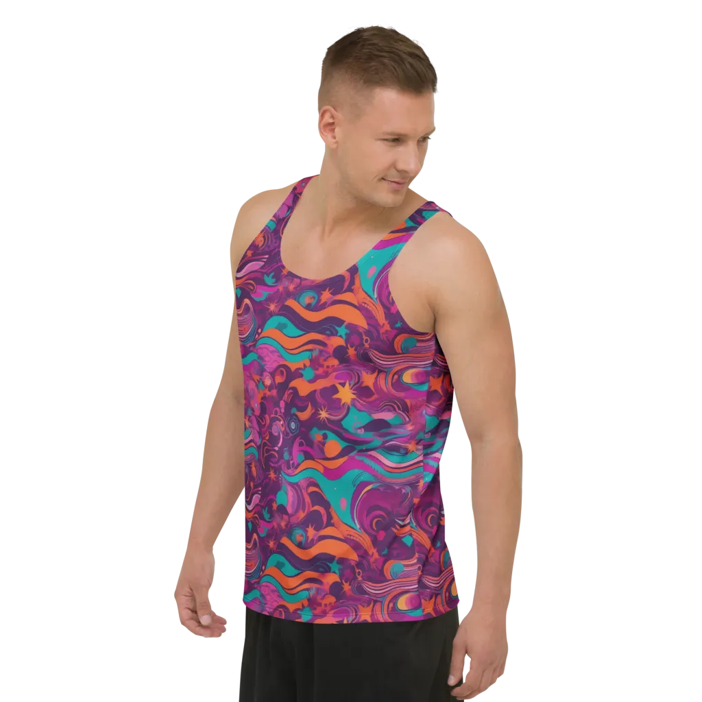 Ember And Turquoise on Men's Tank Top — Left Front