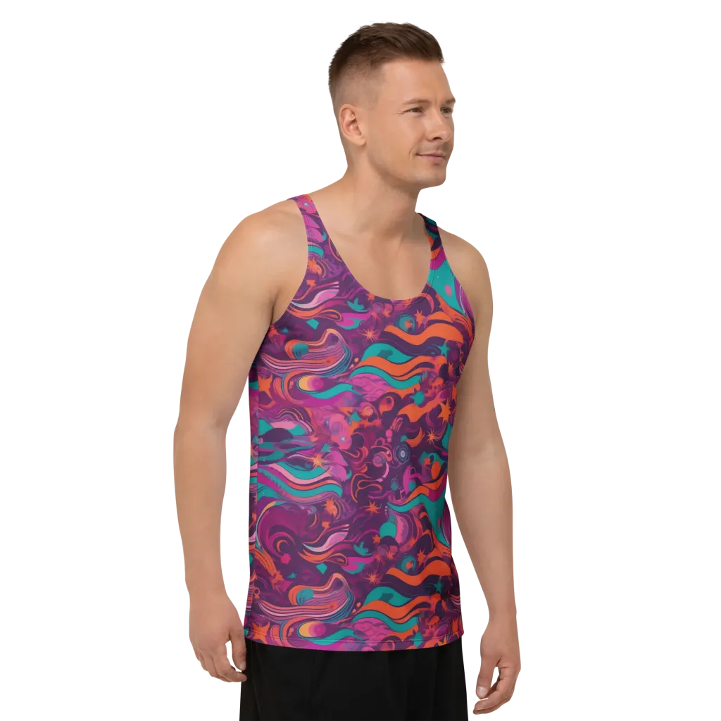 Ember And Turquoise on Men's Tank Top — Right Front