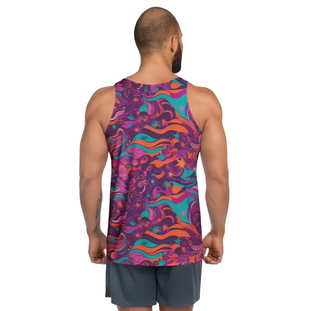 Ember And Turquoise on Men's Tank Top — Back