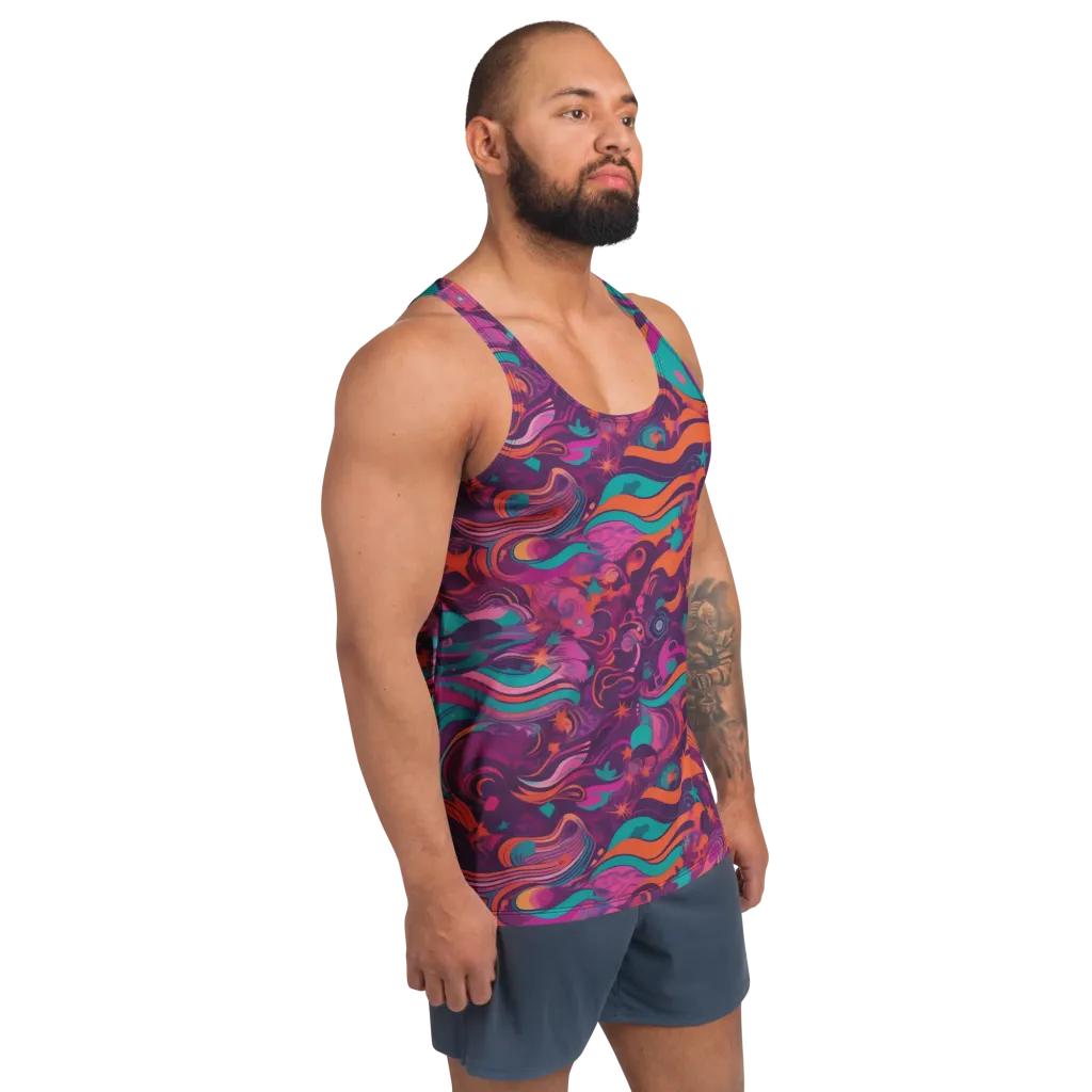 Ember And Turquoise on Men's Tank Top — Right Front