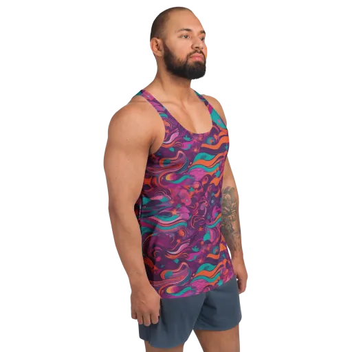 Ember And Turquoise on a Men's Tank Top