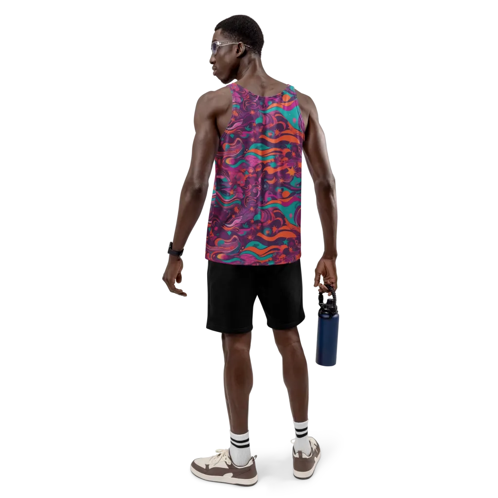Ember And Turquoise on Men's Tank Top — Back