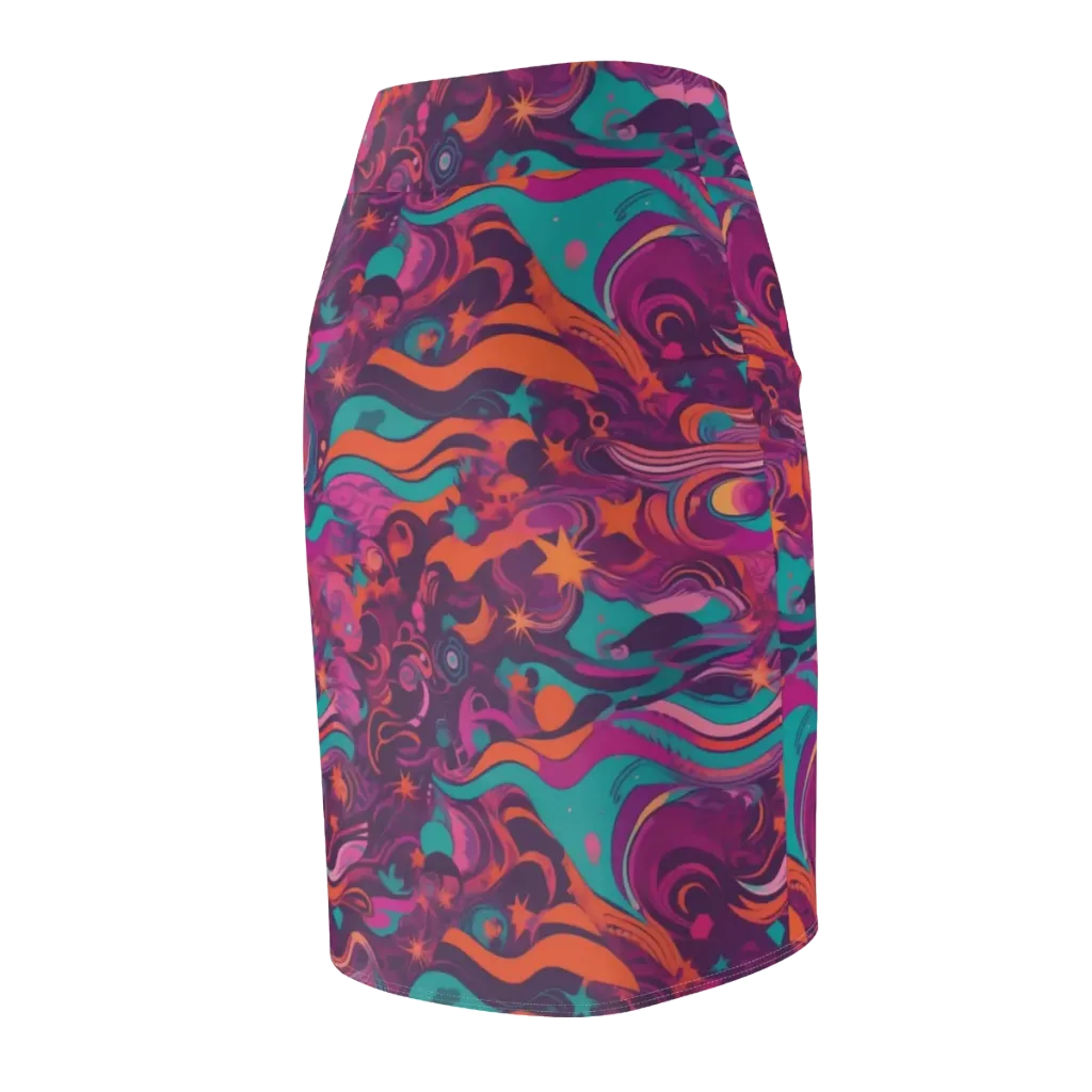 Ember And Turquoise on Pencil Skirt — Back Side