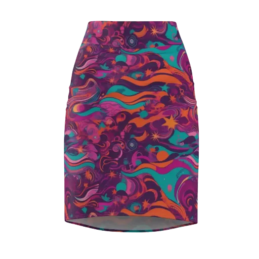 Ember And Turquoise on a Pencil Skirt