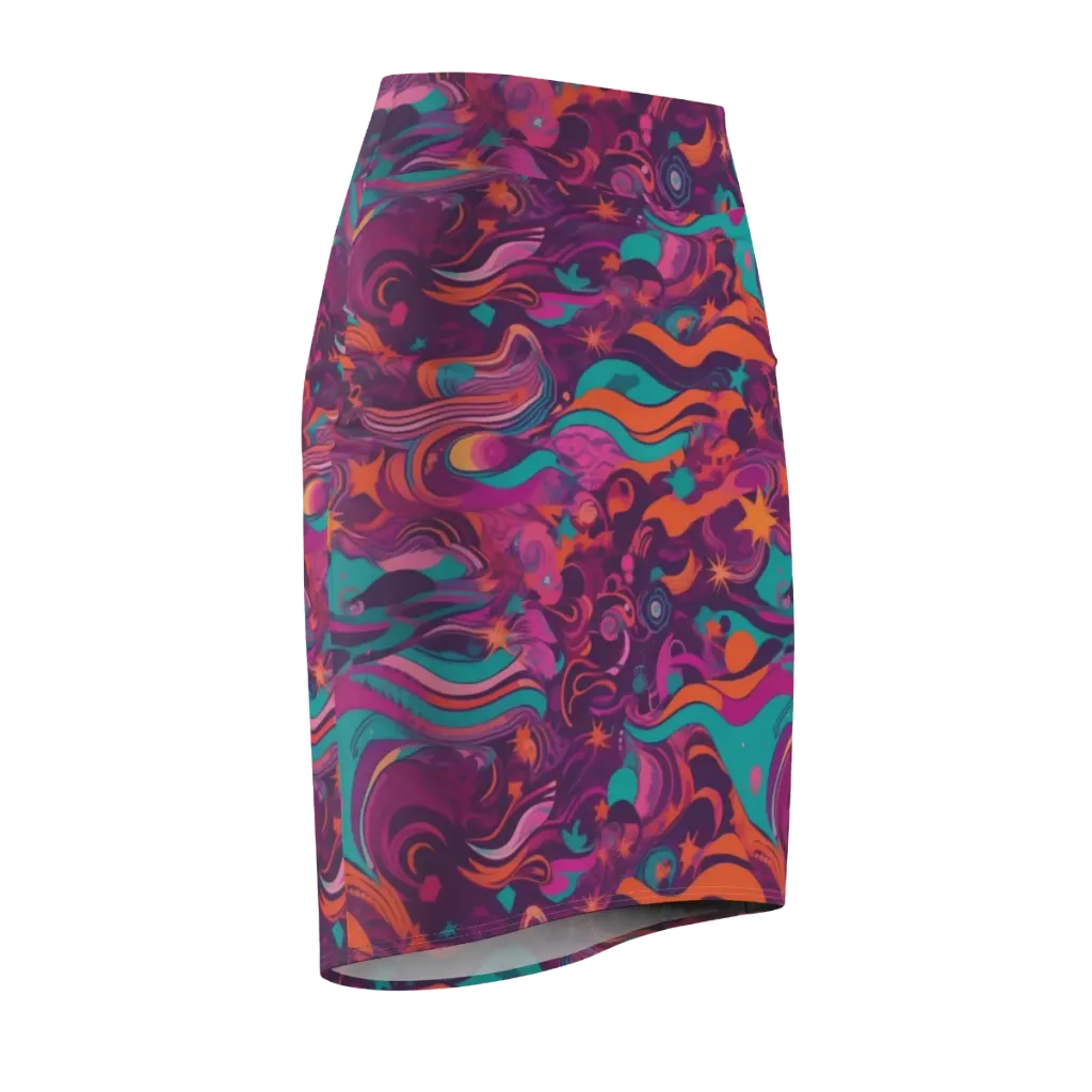 Ember And Turquoise on Pencil Skirt — Front Side
