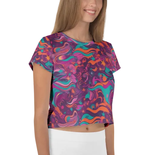 Ember And Turquoise on a Crop Tee
