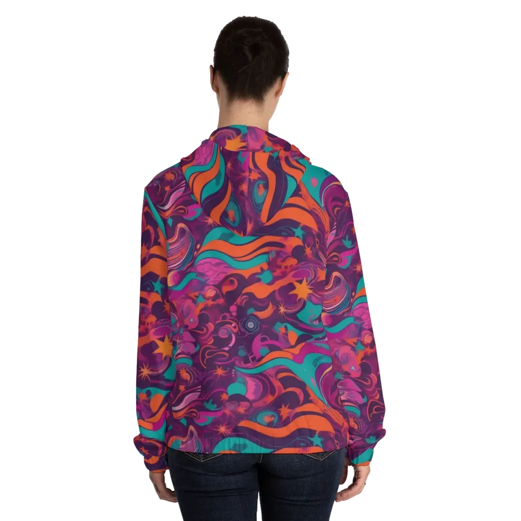 Ember And Turquoise on Women's Full-Zip Hoodie — Back On Person