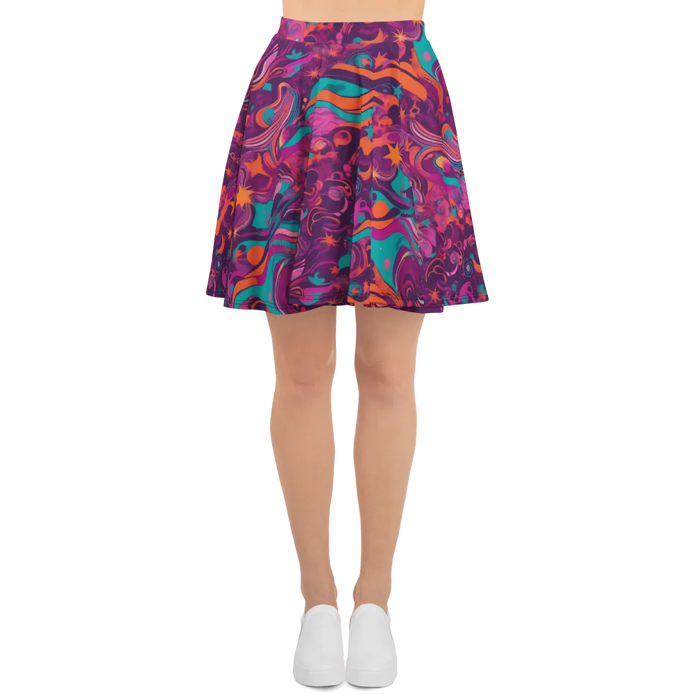 Ember And Turquoise on Skater Skirt — Front