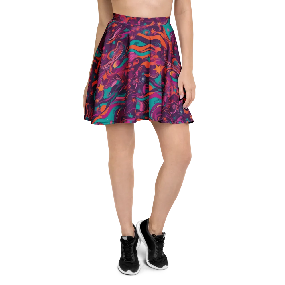 Ember And Turquoise on Skater Skirt — Front