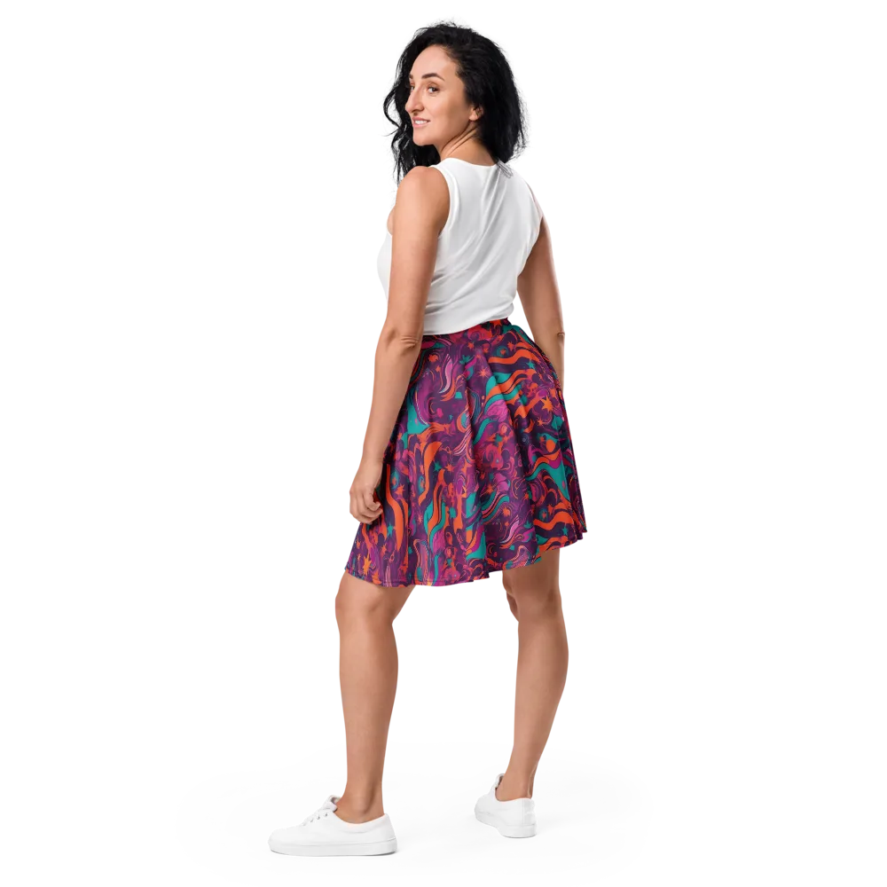 Ember And Turquoise on Skater Skirt — Back