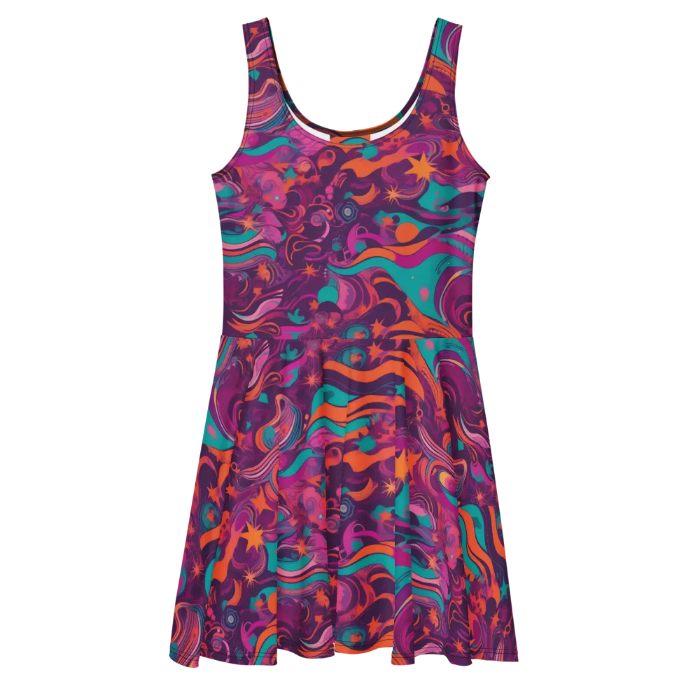 Ember And Turquoise on Skater Dress — Front