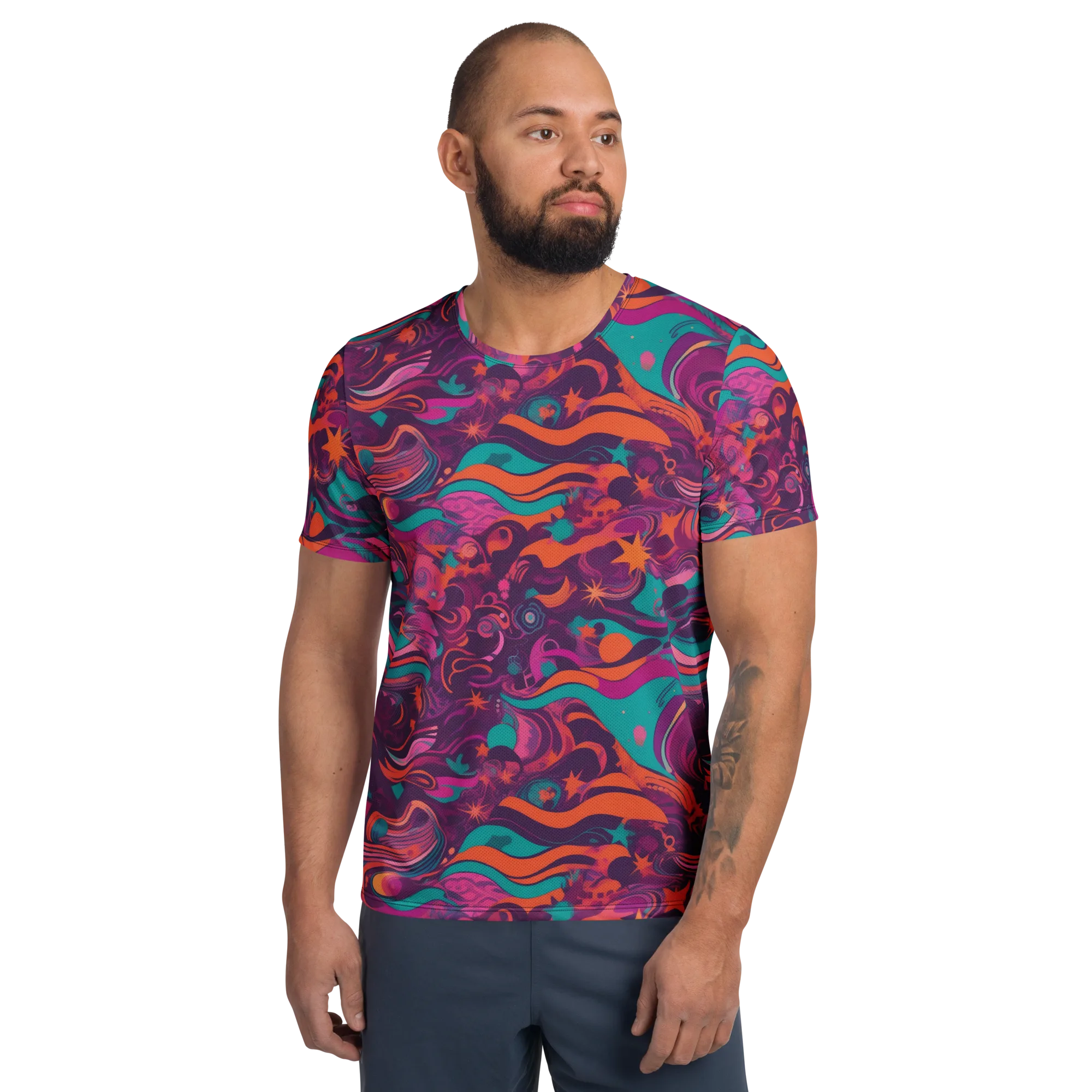 Ember And Turquoise on Men's Athletic T-Shirt — Front