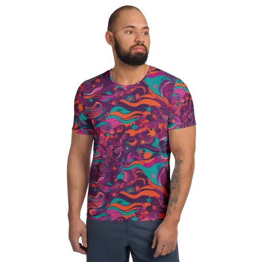 Ember And Turquoise on a Men's Athletic T-Shirt