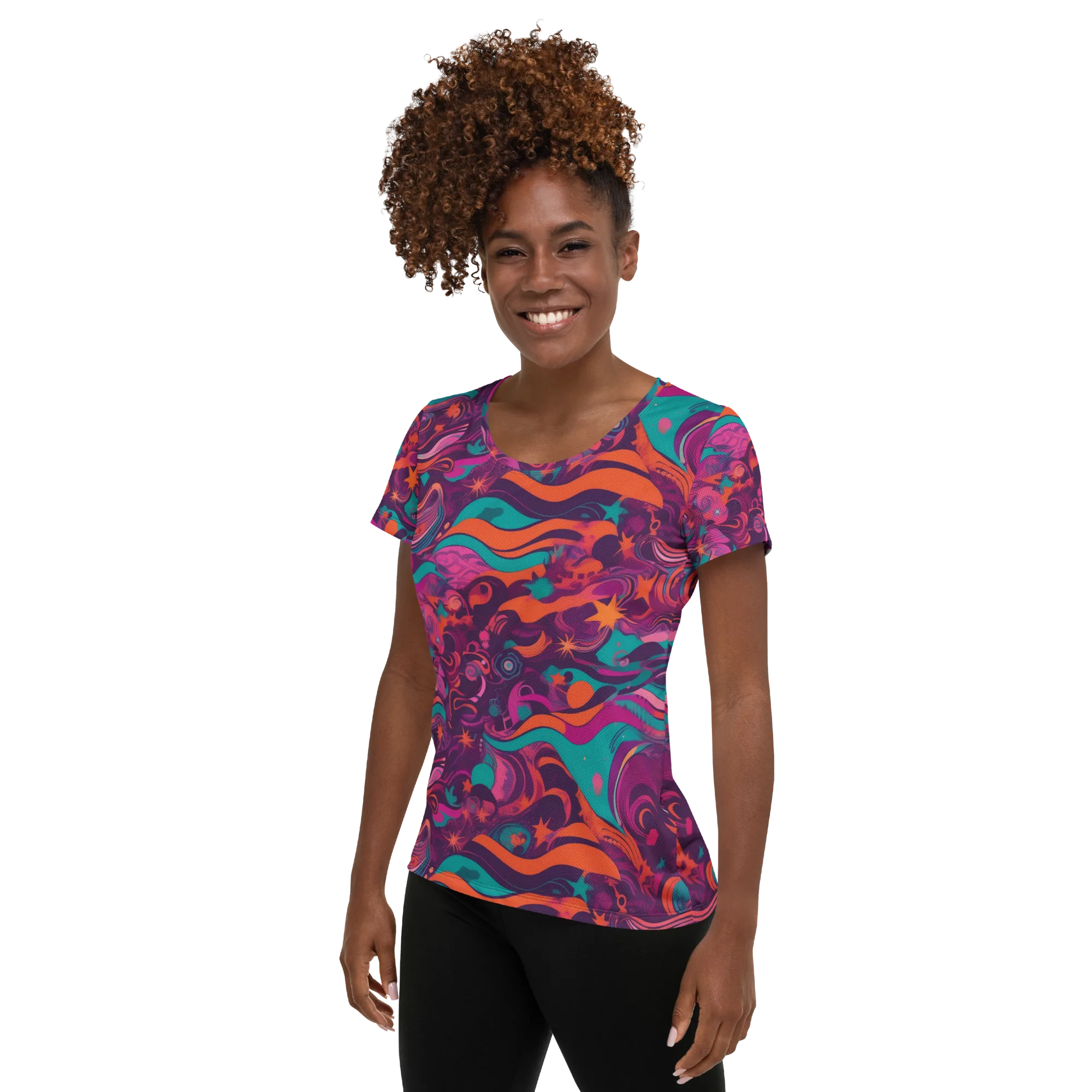 Ember And Turquoise on Women's Athletic T-Shirt — Left