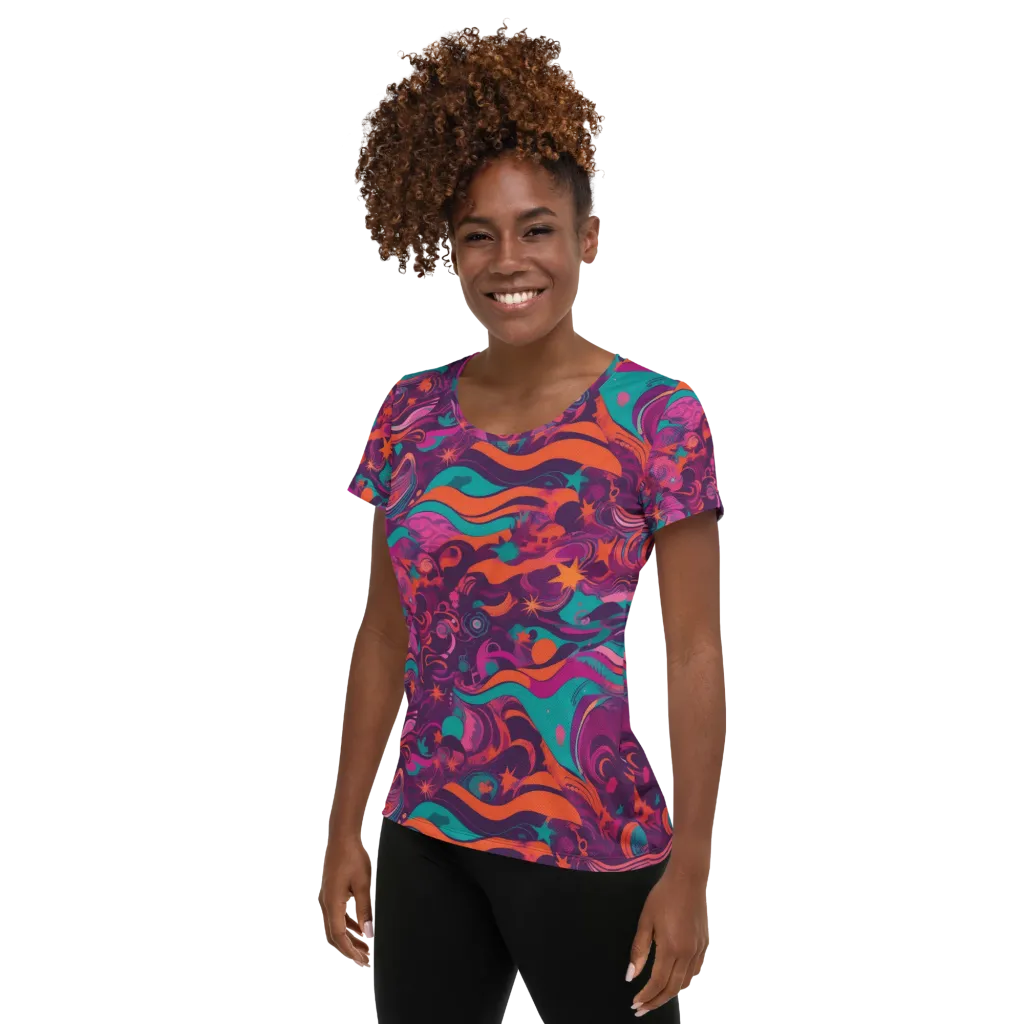 Ember And Turquoise on Women's Athletic T-Shirt — Left