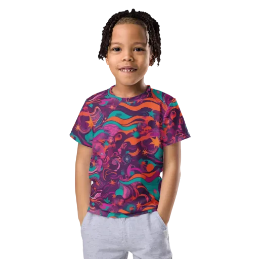 Ember And Turquoise on a Kids Crew Neck T-Shirt