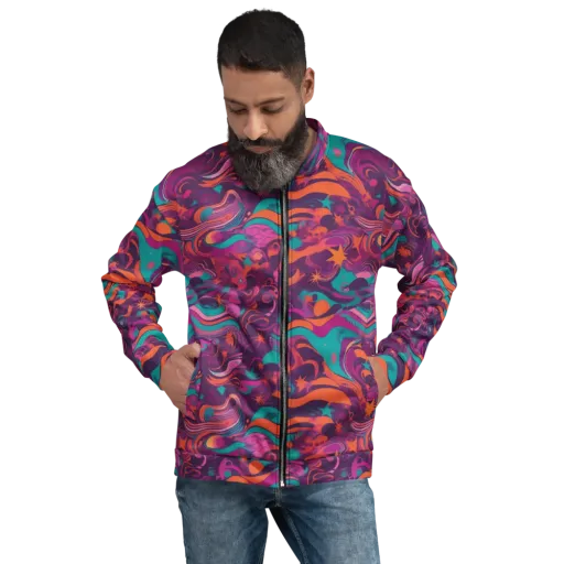 Ember And Turquoise on a Bomber Jacket