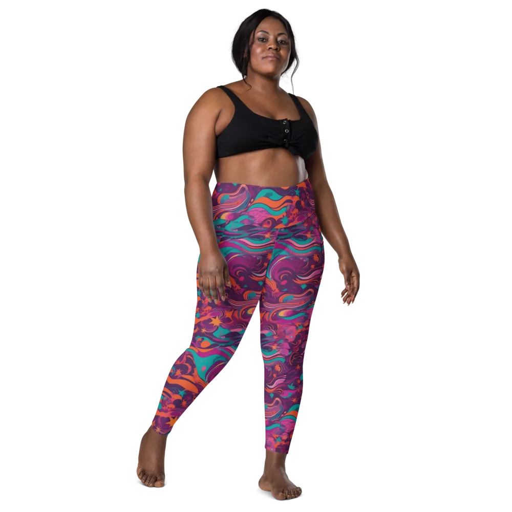 Ember And Turquoise on Leggings with Pockets — Front