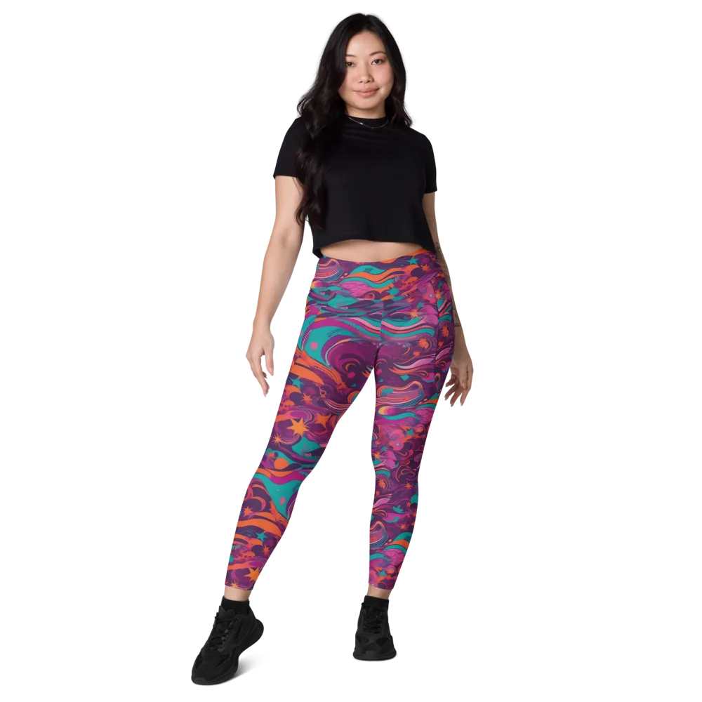 Ember And Turquoise on Leggings with Pockets — Front