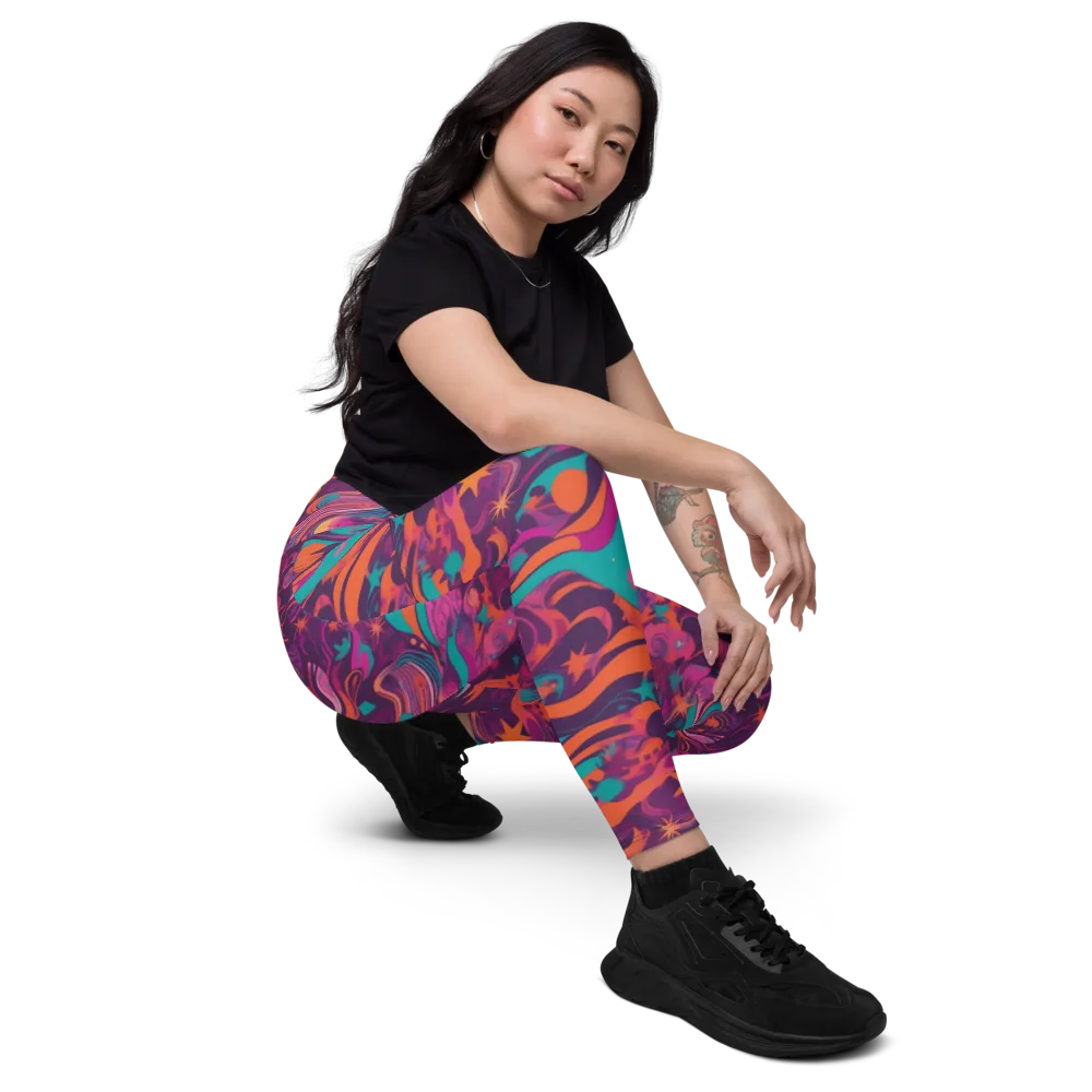 Ember And Turquoise on Leggings with Pockets — Right Front
