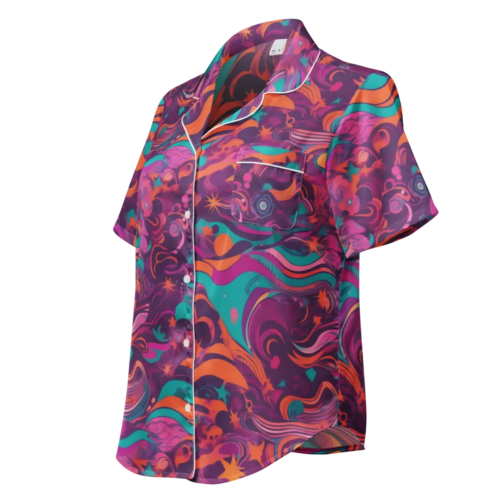 Ember And Turquoise on Women's Short Sleeve Pajama Top — Left Front