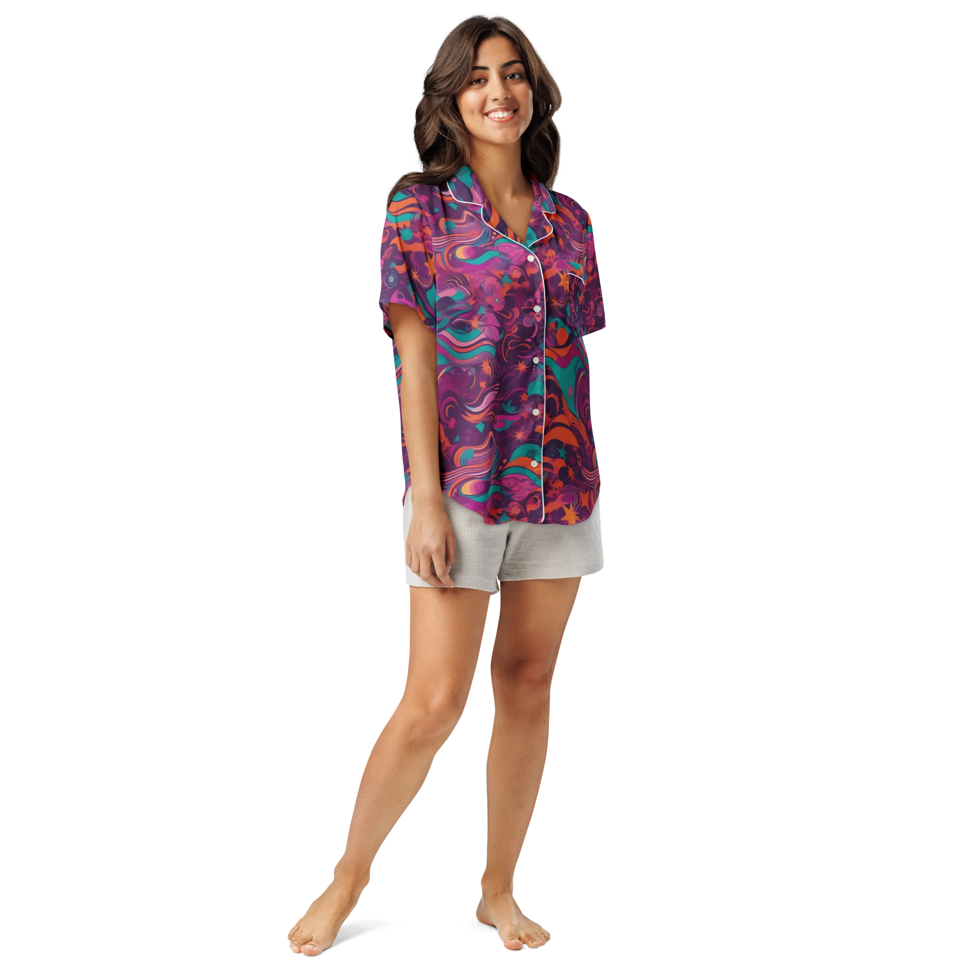 Ember And Turquoise on Women's Short Sleeve Pajama Top — Front