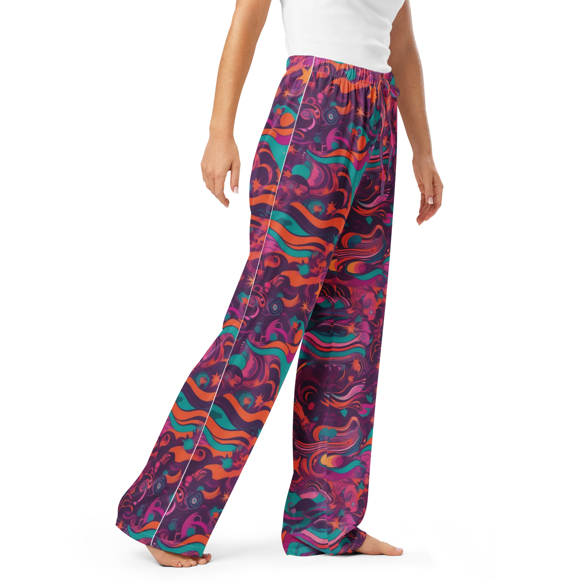 Ember And Turquoise on Women's Pajama Pants — Right Front