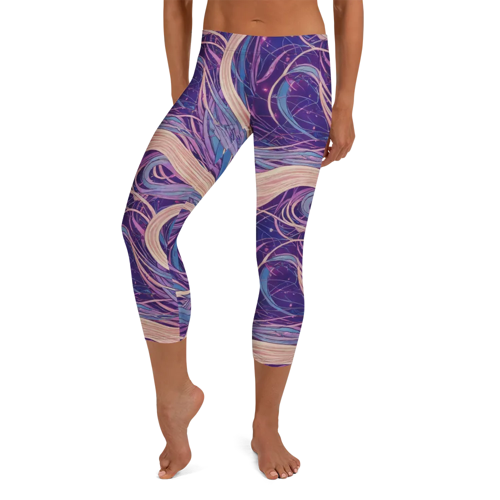 Moonlit Filament on Capri Leggings — Front