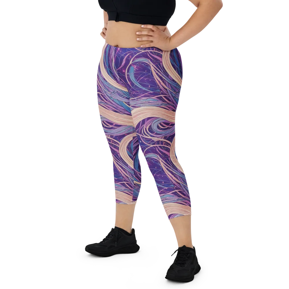 Moonlit Filament on Capri Leggings — Front