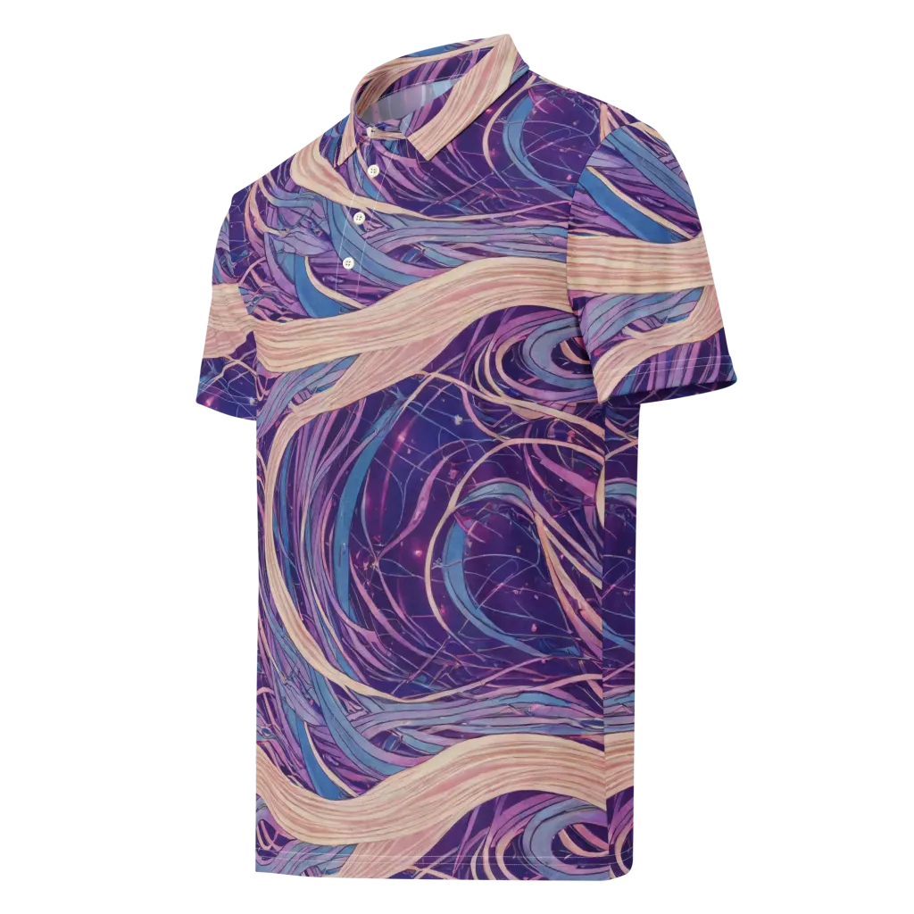 Moonlit Filament on Men's Slim Fit Polo Shirt — Left Front